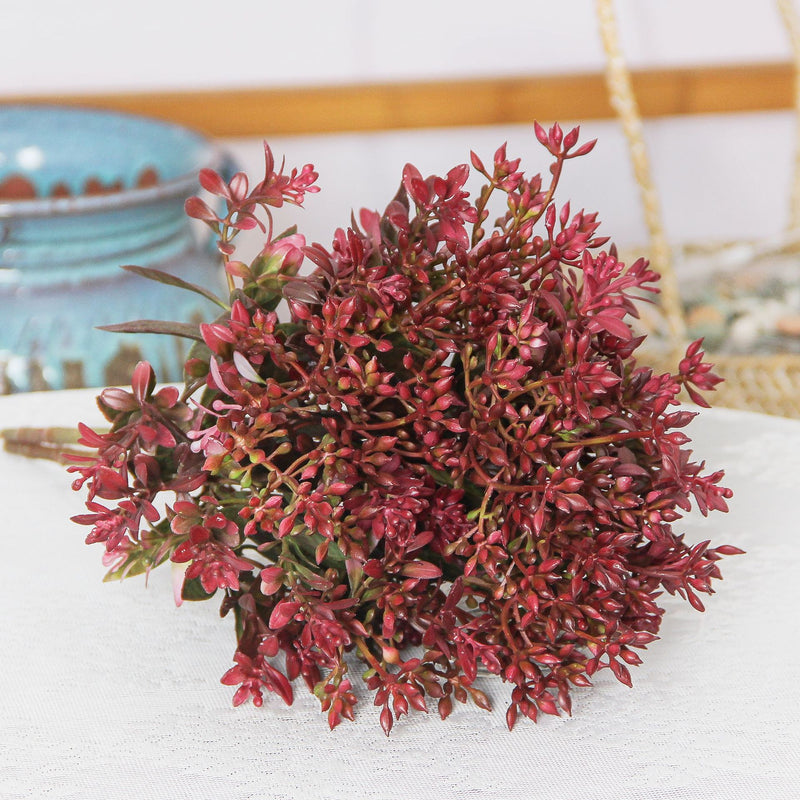 Artificial Kalanchoe Bush with 15 Blooms, Faux Flowering Plant Stem for Vases, Wedding & Home Decor