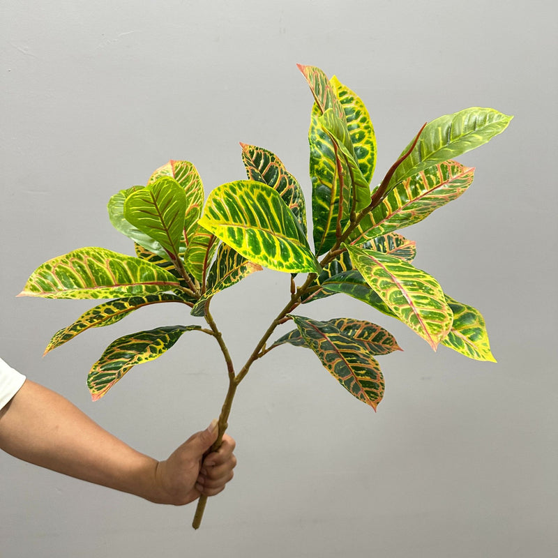 Artificial Croton Bush, 25" Tall, Plastic, Indoor/Outdoor Decor, Wedding, Office, Home Styling