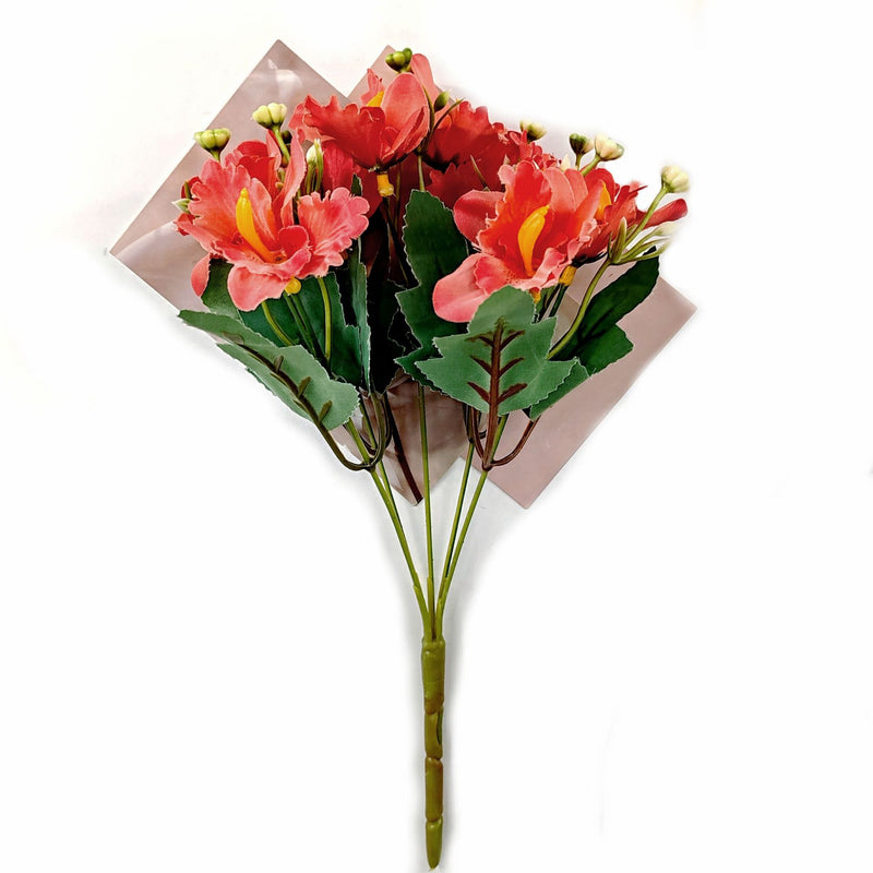 Artificial Cattleya Orchid Bush with 10 Blooms, 12" Silk-Like Floral Arrangement for Weddings, Home Decor, and Table Centerpieces