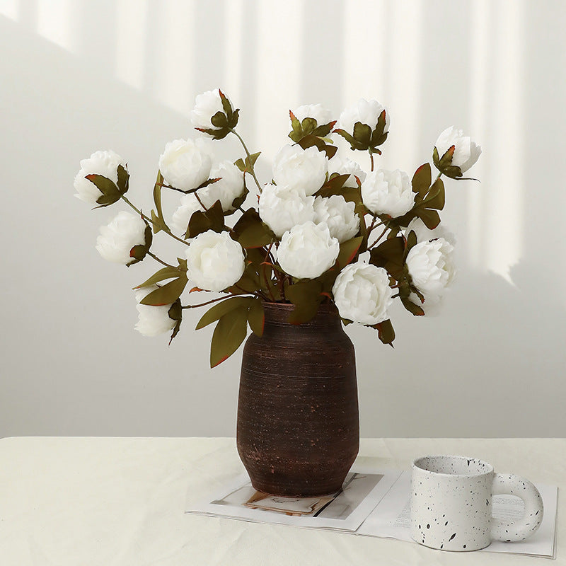 Peony Bush with 4 Blooms, 28.7" Silk-Like Artificial Flowers for Wedding Decor & Home Styling, Indoor/Outdoor Use