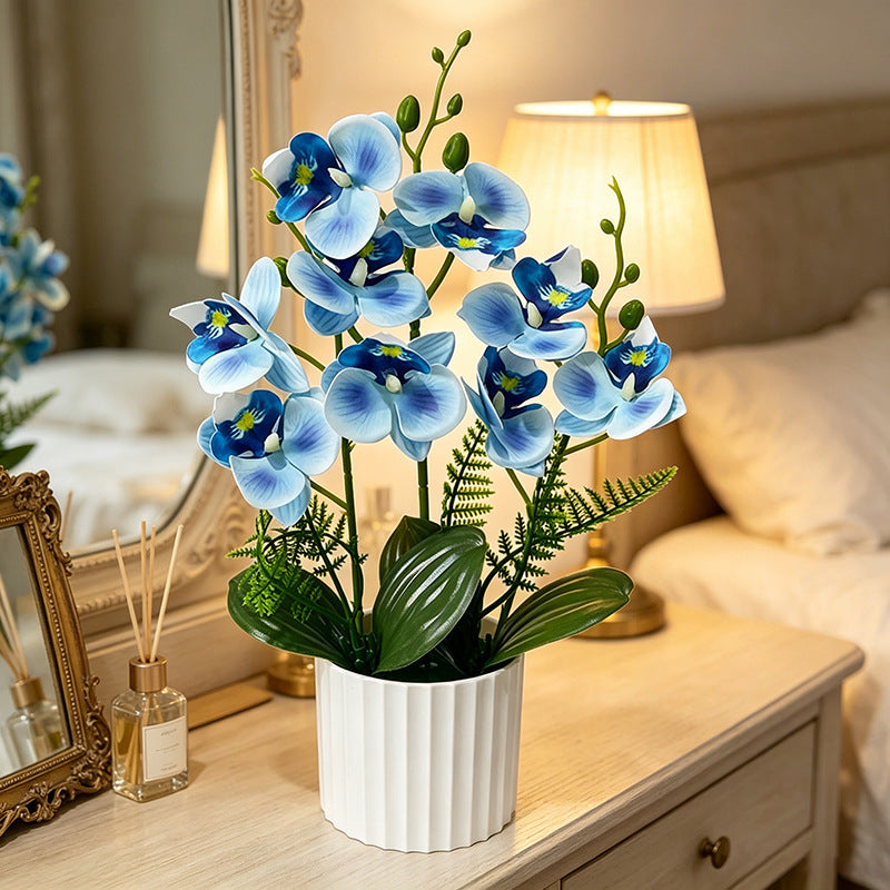 Potted Phalaenopsis Orchid with 9 Blooms, 12.4" Artificial Silk Flower Arrangement for Home Decor, Wedding & Office
