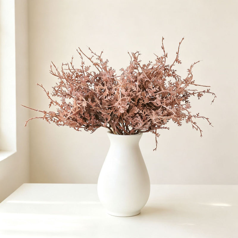 Frosted Rime Artificial Flower Bouquet, Set of 5 Stems, Faux Plastic Filler Sprigs for Wedding, Vase & Home Decor