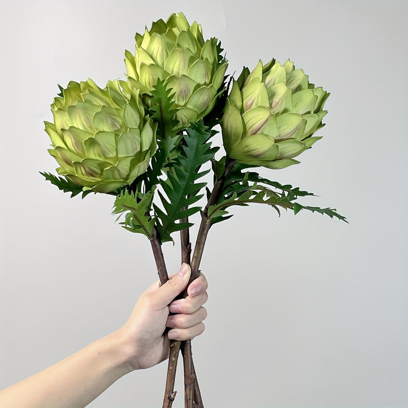 Artificial Bromeliad Single Stem, 16" Tall, Faux Silk for Home Decor, Weddings, and Events