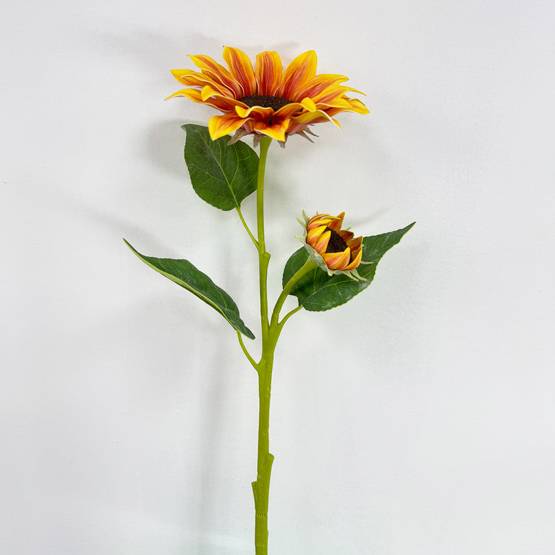 46" Artificial Sunflower Bush with 2 Blooms, Modern Farmhouse Decor for Weddings, Homes & Events