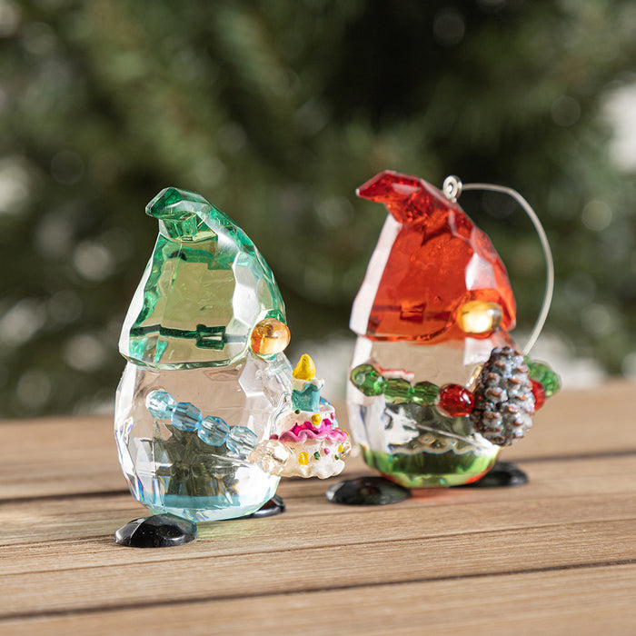 Bulk Christmas Transparent Elf Ornament with Pinecone Cake Holiday Table Decor Wholesale