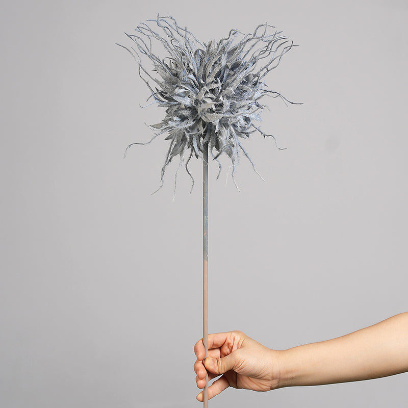 Artificial Lightning Ball Flower Stem, 10" Bloom on 30" Single Stem, Faux Silk Floral for Weddings, Home & Event Decor