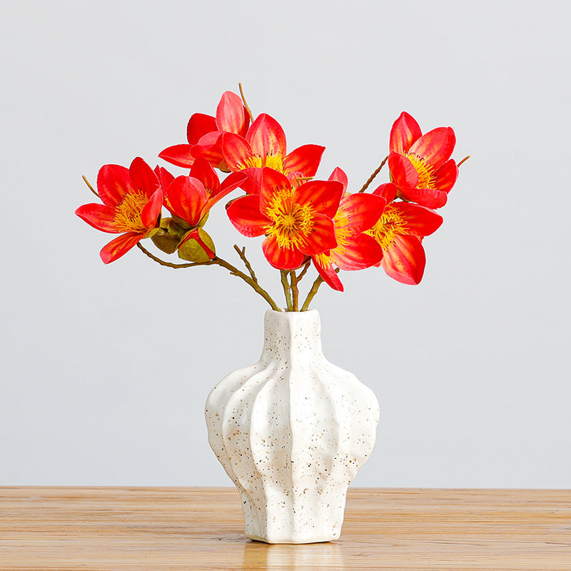Single Stem Kapok Artificial Flower, 17" Tall with 4 Blooms, Faux Silk for Home Decor, Weddings & Events
