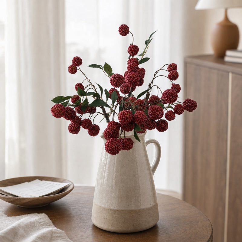 Artificial Lychee Fruit Branch Bush, 22 Inches, Rustic Home Decor, Window Display