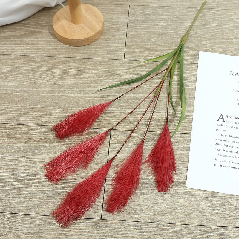 20" Artificial Pampas Grass Single Stem, Faux Silk Feather Reed for Wedding Decor & Modern Home Styling