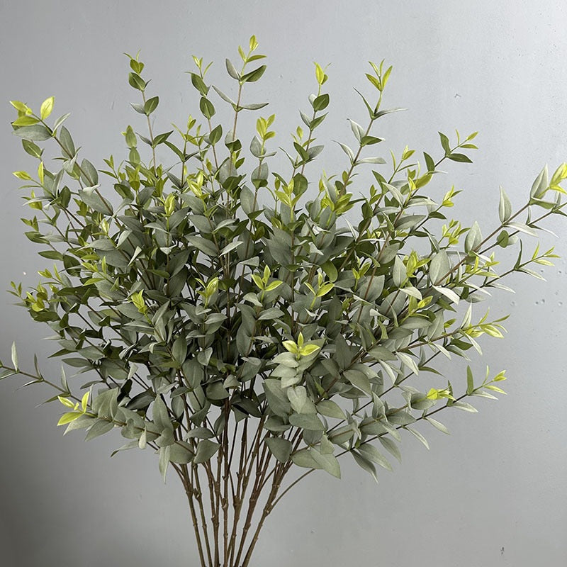 Artificial Eucalyptus Stem, Faux Silk Greenery Branch with 9 Leaves, Bendable, Wedding & Home Decor