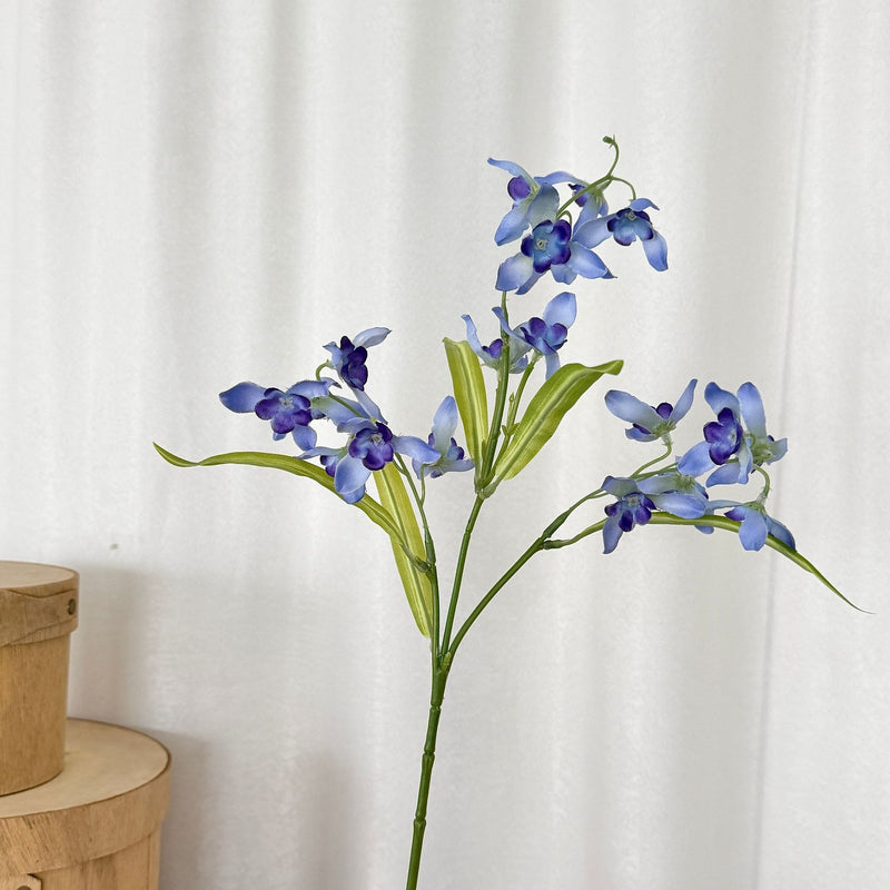 Artificial Cymbidium Orchid Stem, Single Silk-like Bush for Home Decor, Wedding Centerpieces, and Office Styling, 20" Tall
