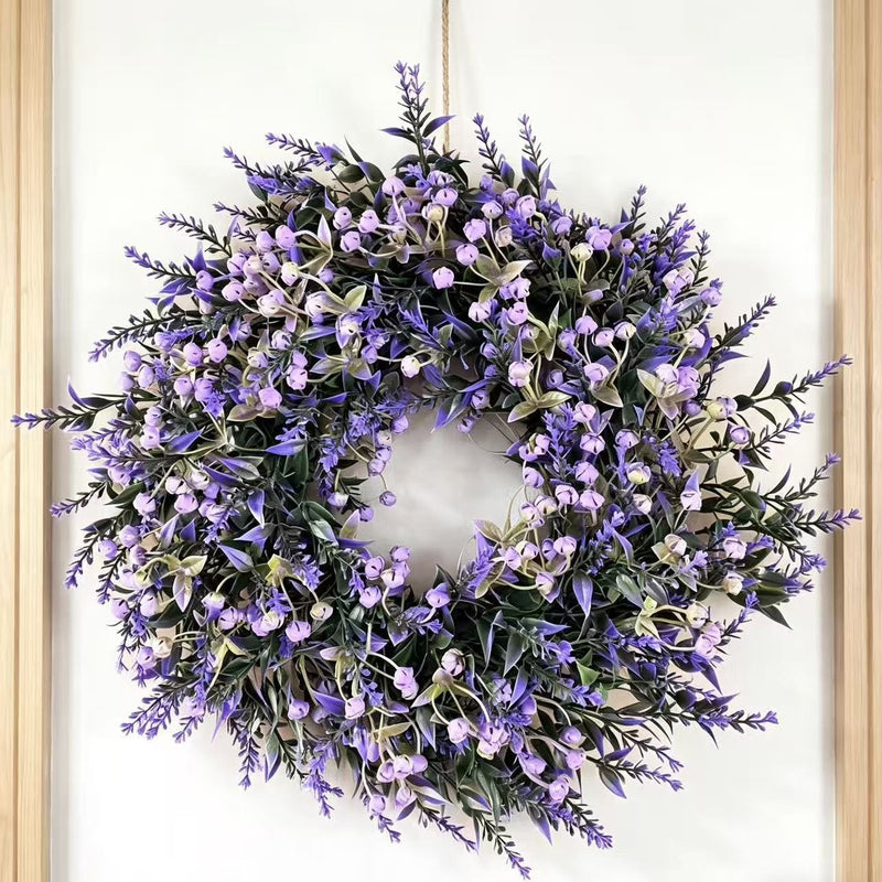 Artificial Purple Lavender Baby's Breath Wreath, 12" Height, Plastic Material, Perfect for Home Decor, Weddings, and Office Arrangements