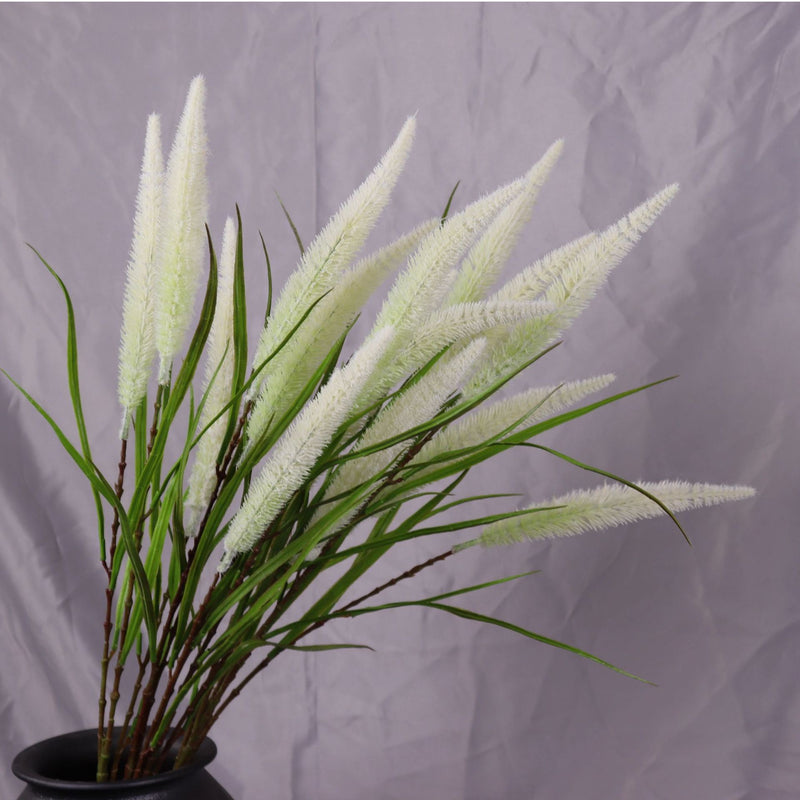 Artificial Reed Grass Bush, 40" Tall Faux Pampas Grass Decor, Realistic Hand-Flocked Stems for Wedding Centerpieces & Home Decor