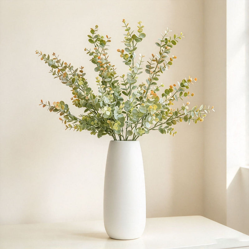 Artificial Eucalyptus & Silver Dollar Leaf Bush, 36 Branches, Bendable Faux Greenery for Vase, Wedding & Home Decor