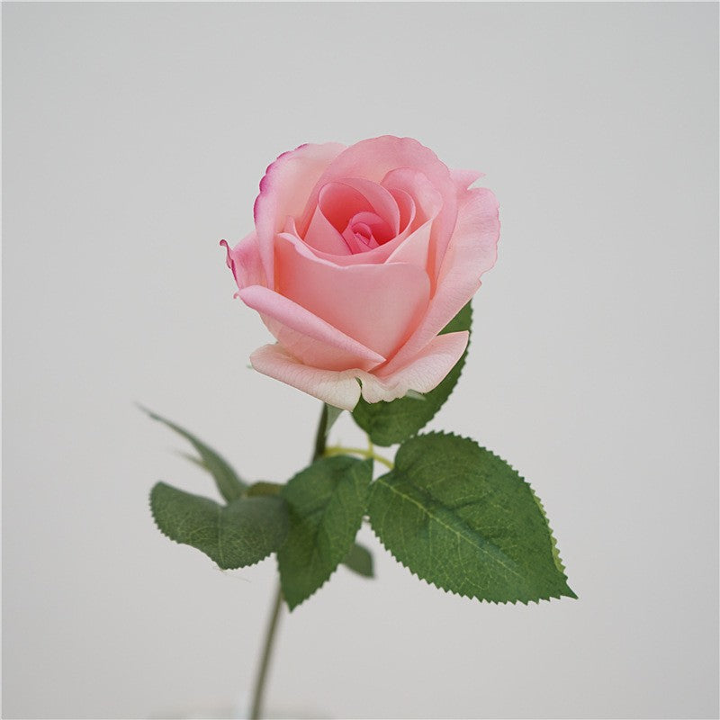 19" Single Stem Faux Silk Rose, Realistic Artificial Flower for Home Decor, Weddings & Events