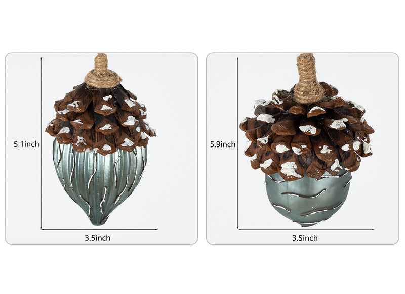 Lot de 2 décorations de Noël en forme de pommes de pin en verre pour Noël, automne, Thanksgiving, fête, décorations à suspendre, vente en gros