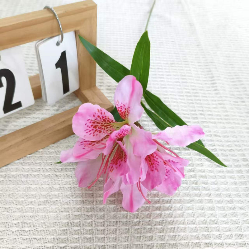 Artificial Azalea Bush with 3 Blooms, 27.5" Silk-like Faux Flowers for Wedding Centerpieces & Home Decor