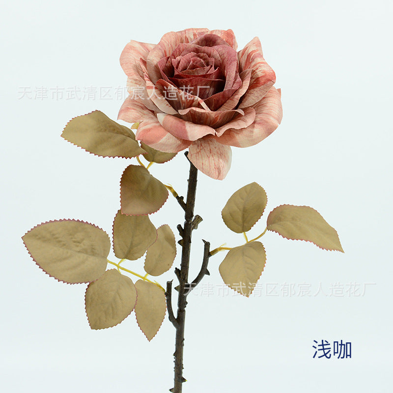 3 Stem Faux Silk Rose, 12" Flower Head, 19" Overall Length, Perfect for Weddings, Home Decor, and Events