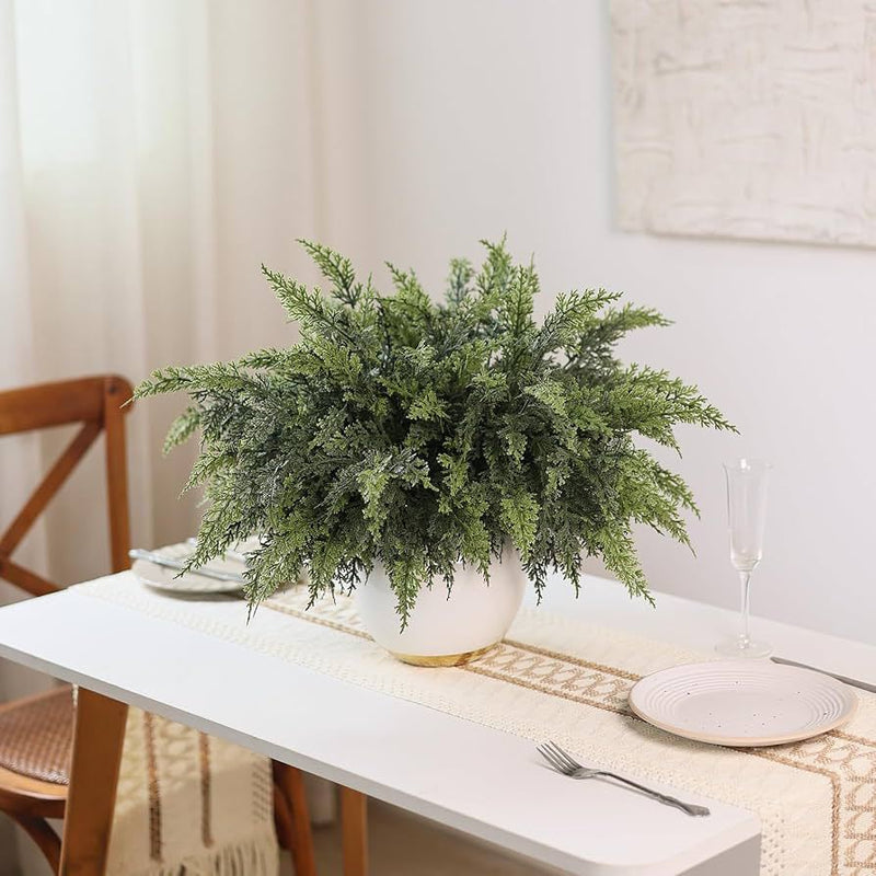 Set of 16 Artificial Cedar Stems, 13" Realistic Greenery Branches for DIY Holiday Wreaths, Vase Arrangements & Home Decor