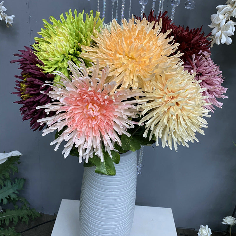 Single Stem Faux Silk Chrysanthemum Flower, 29 Inches Tall, Perfect for Weddings and Home Decor