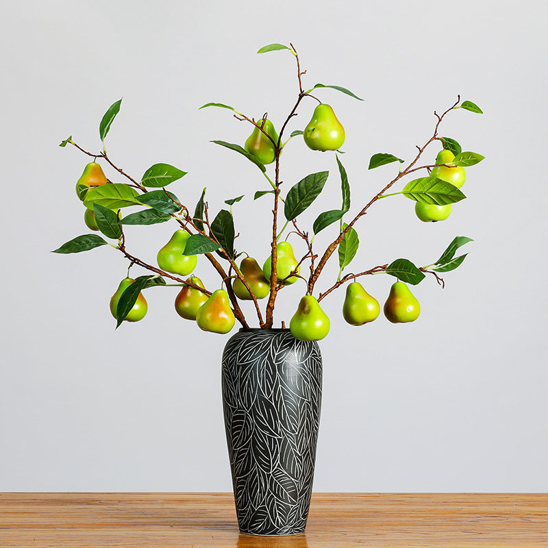 Artificial Pear Branch, Single Stem with 5 Faux Pears, 39" Tall Modern Home Decor for Vase Centerpiece, Wedding & Seasonal Styling