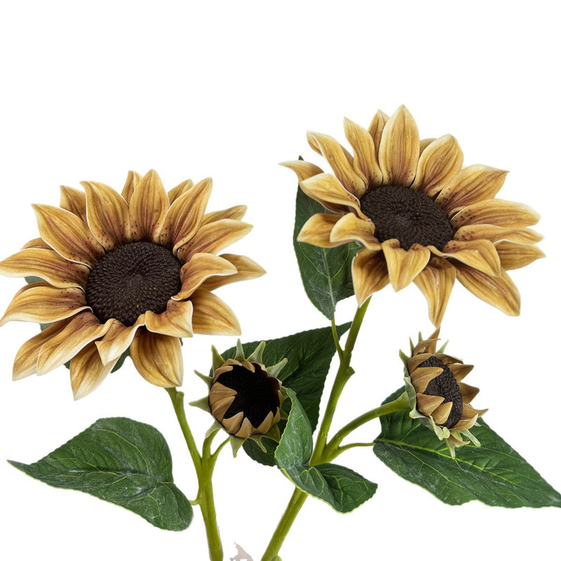 46" Artificial Sunflower Bush with 2 Blooms, Modern Farmhouse Decor for Weddings, Homes & Events
