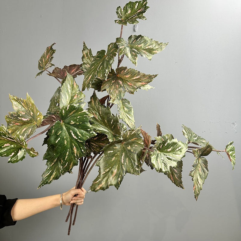 Artificial Begonia Bush with Lifelike Leaves, 28" Height for Home Decor, Wedding Centerpieces & Commercial Displays