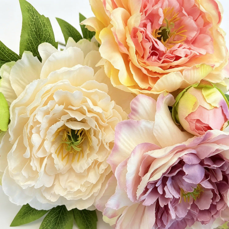 Artificial Peony & Peony Bush with 2 Large Blooms, 20" Silk-Like Faux Flowers for Wedding Centerpieces, Home Decor
