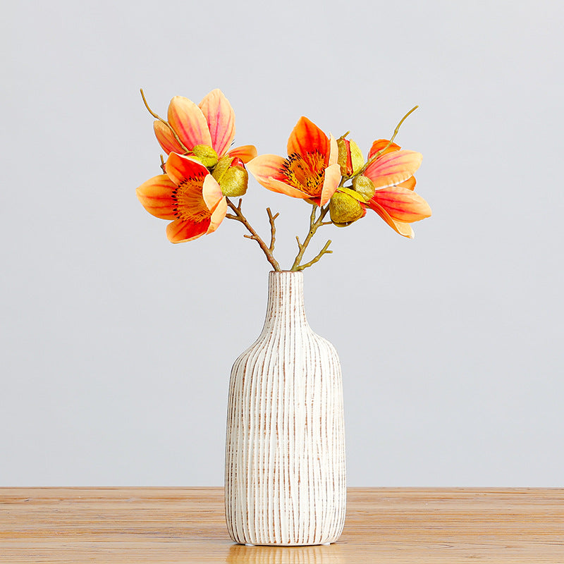Single Stem Kapok Artificial Flower, 17" Tall with 4 Blooms, Faux Silk for Home Decor, Weddings & Events