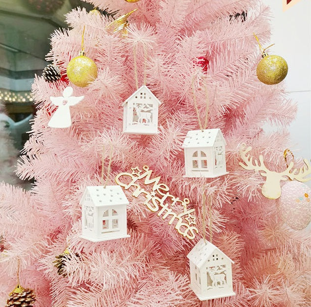 Bulk 2.7" Christmas Log Cabin with Elk Ornaments Wholesale