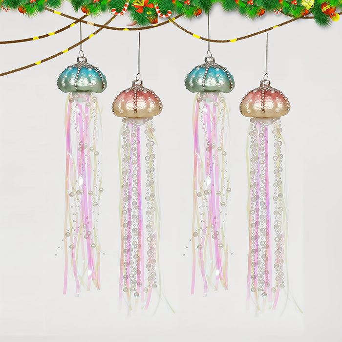 Bulk Christmas Jellyfish Ornaments Colours Beaded Hanging Pendant Accessories Wholesale