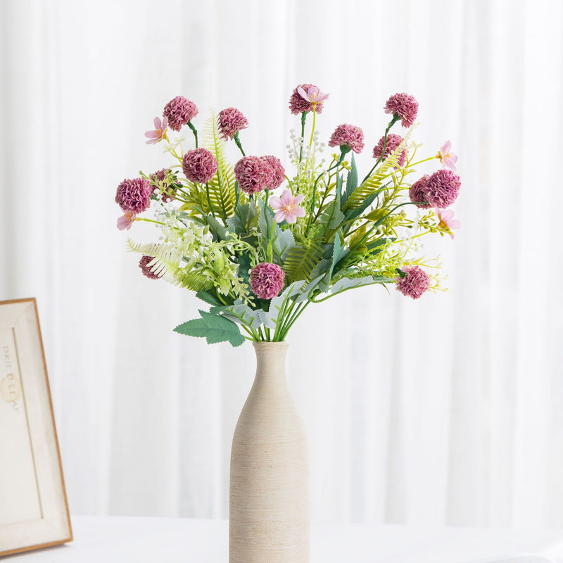 Artificial Dandelion Hydrangea Bouquet, 14" Tall, Plastic, 8 Blooms, Wedding, Outdoor, Home Decor