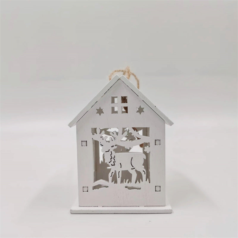 Bulk 2.7" Christmas Log Cabin with Elk Ornaments Wholesale