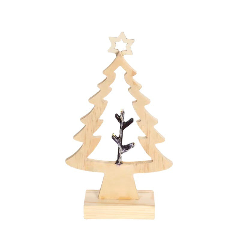 Bulk Hollow-out Xmas Tree Ornaments with Top Five-pointed Star for Home Tabletop Decor Gifts Wholesale