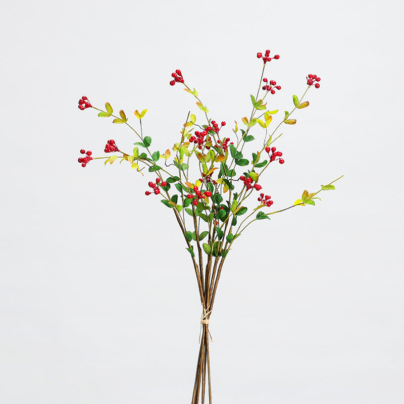 Artificial Berry Bouquet with 18 Blooms, 20" Length, Set of 6 Stems, Foam Material, Modern Farmhouse Decor for Home, Wedding, Commercial Spaces