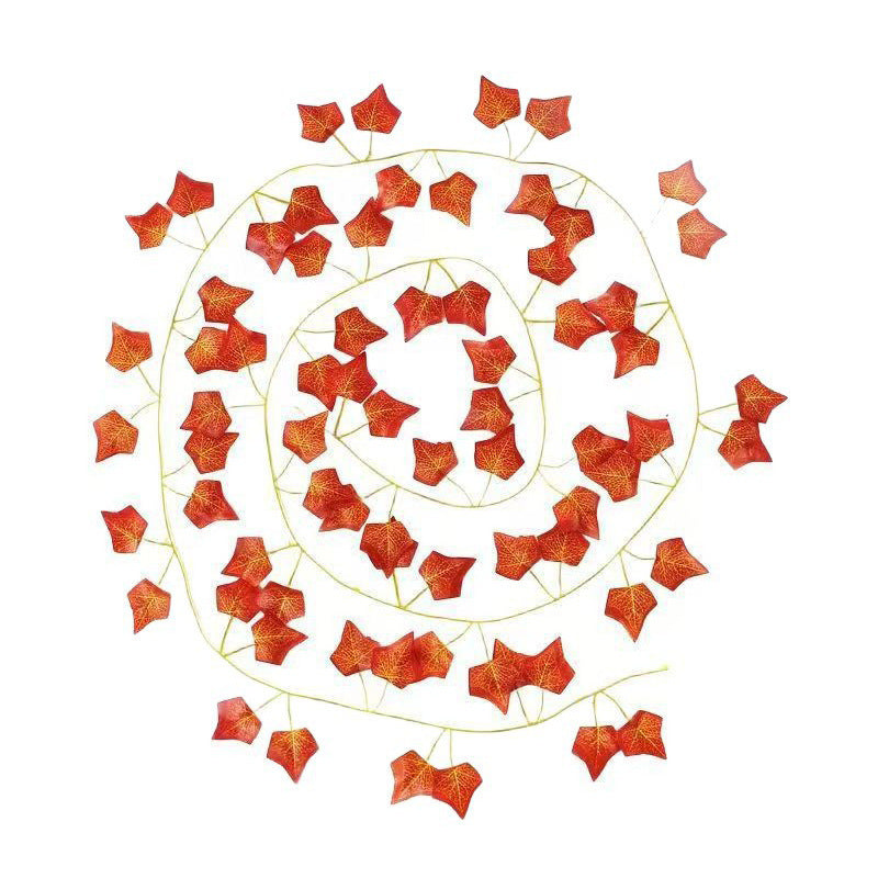 Artificial Boston Ivy Garland Vine, 12-Pack with 72 Red Fall Leaves, Plastic Faux Foliage for Autumn Decor & Weddings