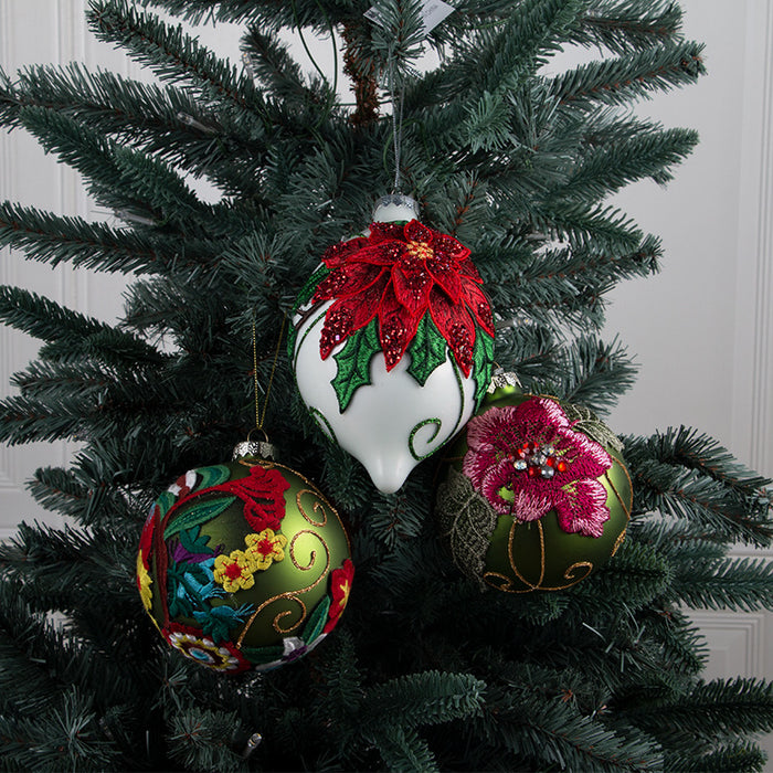 Bulk Christmas Hydrangea Ball Ornaments Glass Pendant for Xmas Tree Decor Wholesale