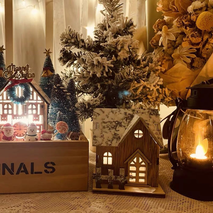 Bulk Christmas LED Glowing House for Xmas Desktop Sparkly Model Ornaments Wholesale
