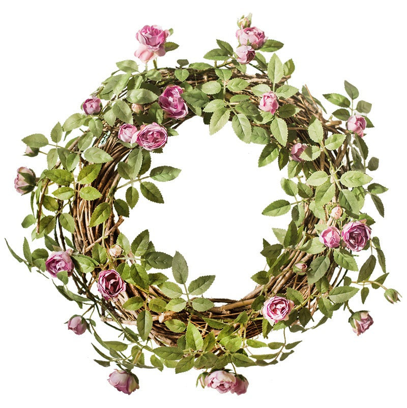 Artificial Angus Rose Vine Garland, 57" Silk-Like Faux Flower Garland for Wedding Arch, Backdrop, Home Decor