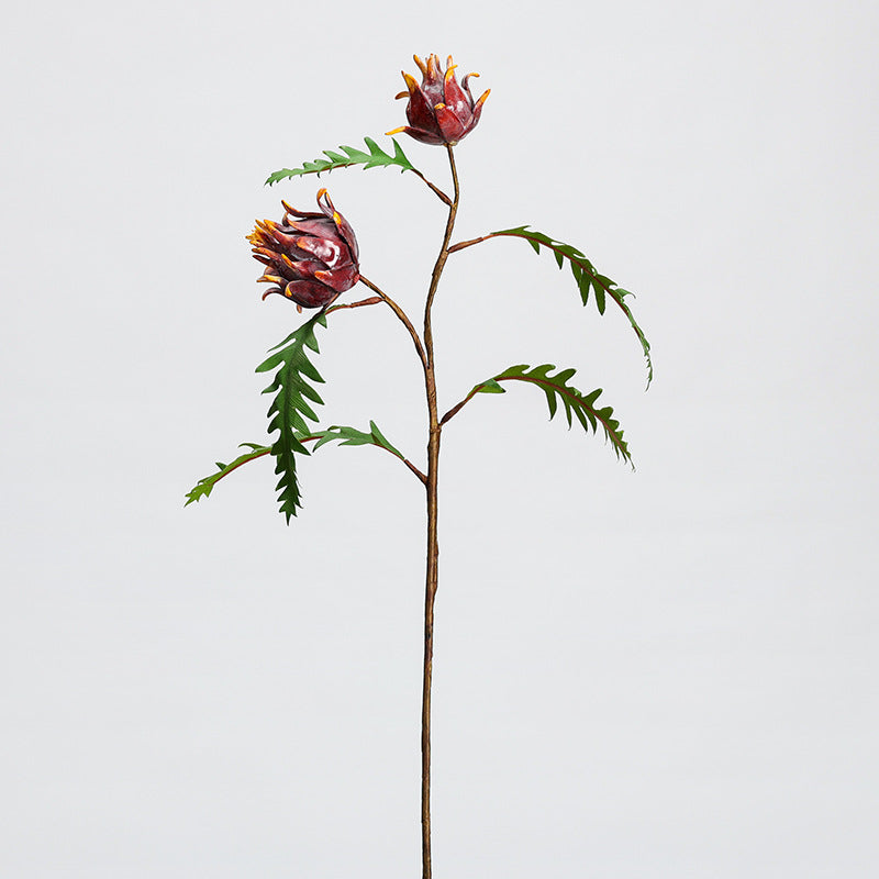 Artificial Milk Thistle Stem with 2 Blooms, 23" Tall Faux Botanical for Home Decor, Wedding Centerpieces & Commercial Displays