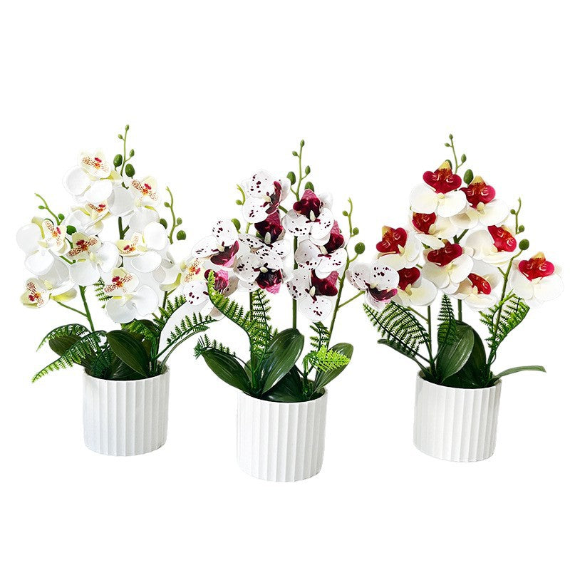 Potted Phalaenopsis Orchid with 9 Blooms, 12.4" Artificial Silk Flower Arrangement for Home Decor, Wedding & Office