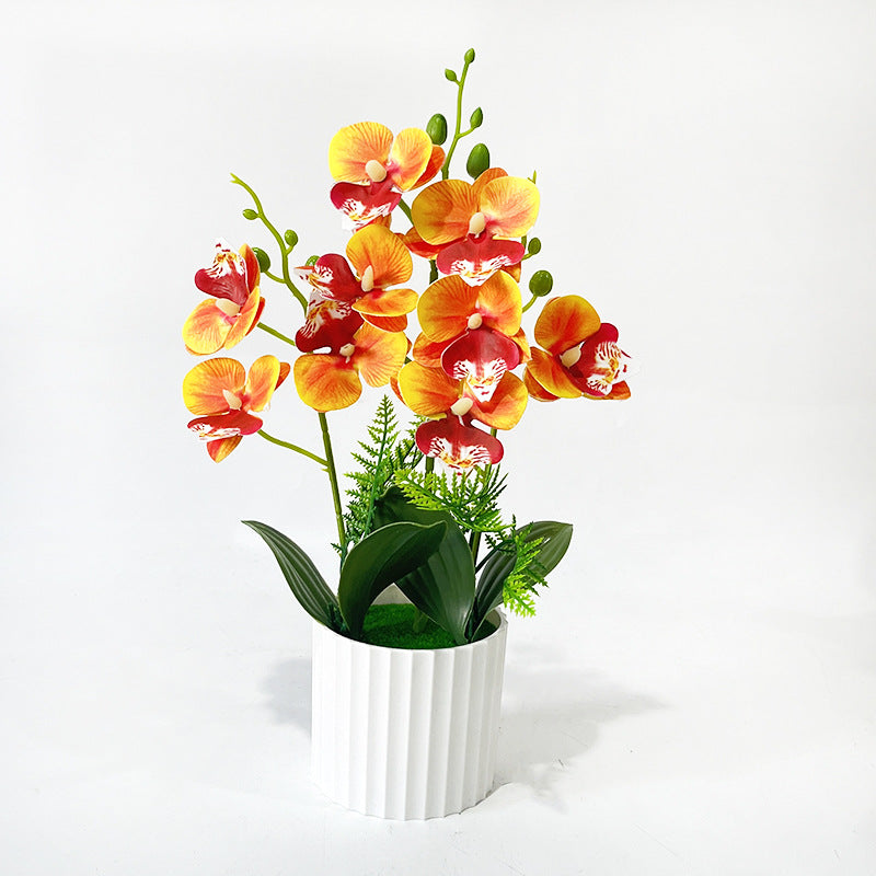 Potted Phalaenopsis Orchid with 9 Blooms, 12.4" Artificial Silk Flower Arrangement for Home Decor, Wedding & Office