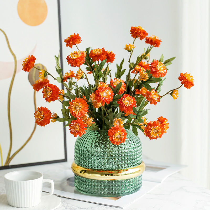Icelandic Daisy Artificial Flowers, 20" Realistic Silk Bush for Home Decor, Weddings, Outdoor Events, Set of 8 Blooms, Bendable Stems, Allergy-Friendly (Champagne/Orange/Red/Yellow)