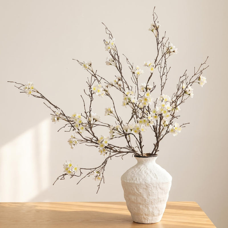 Artificial Plum Blossom Branch, 31.5" Realistic Faux Flower Stem for Wedding Decor, Home & Office Arrangements, Plastic