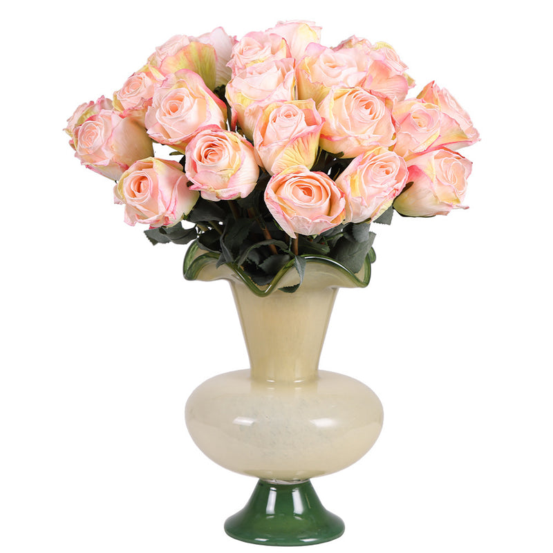 Artificial Burned-Rose Bouquet, 7 Stems, 15" Tall, Silk Flowers for Wedding Decor, Home Styling, and Seasonal Arrangements