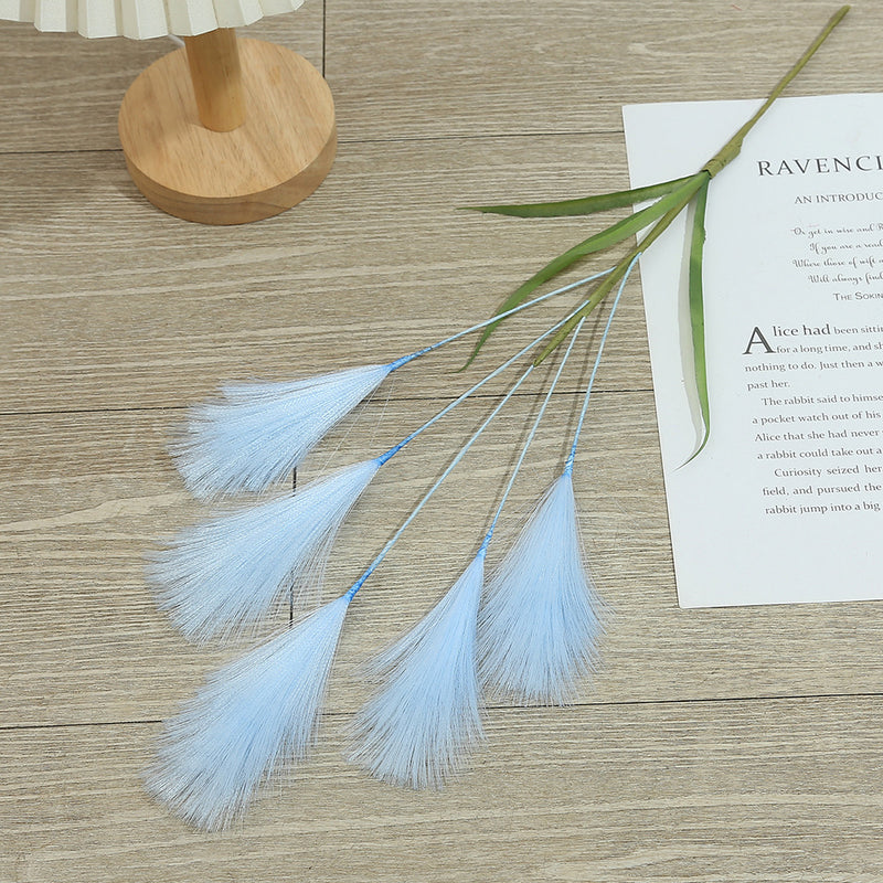 20" Artificial Pampas Grass Single Stem, Faux Silk Feather Reed for Wedding Decor & Modern Home Styling