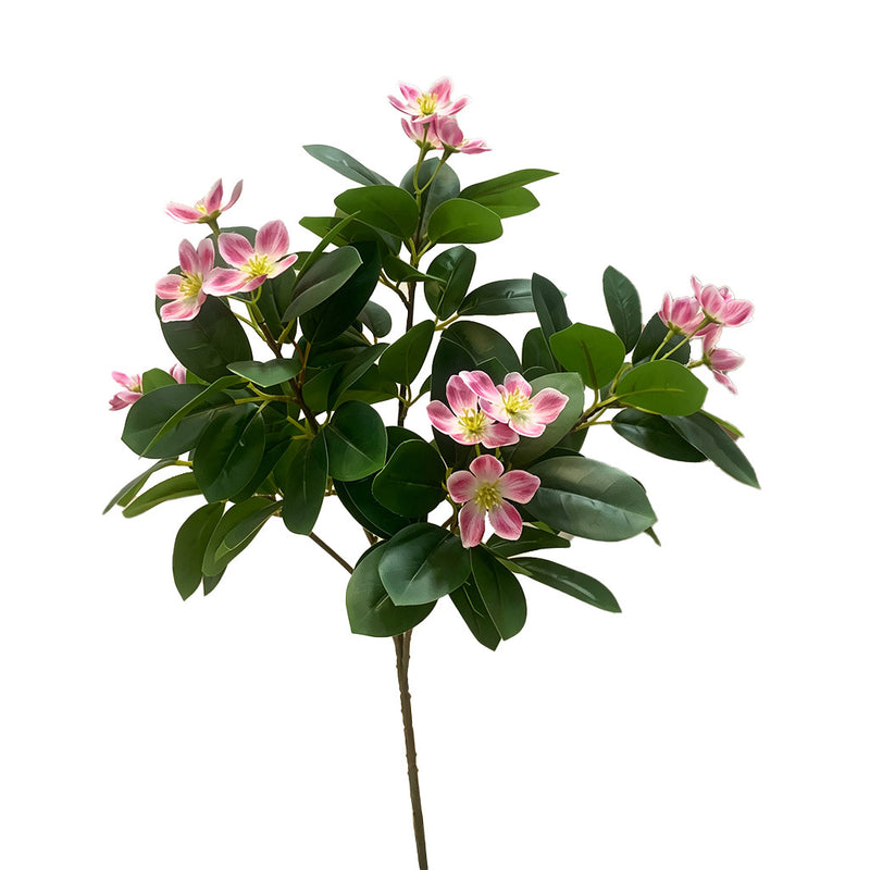 Artificial Camellia & Peach Blossom Bush, 24" Tall Faux Floral Arrangement for Home Decor, Weddings & Office