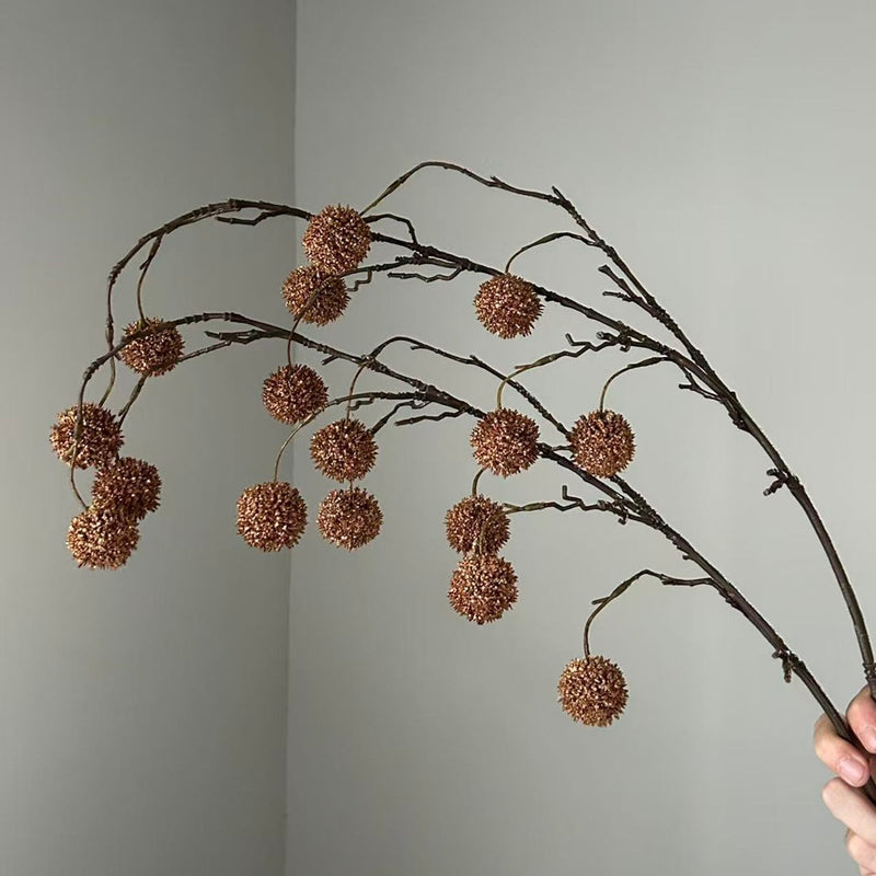 Artificial Wild Berry Bush with 8 Flower Heads, Plastic Faux Floral Stem for Weddings, Home Decor & Centerpieces