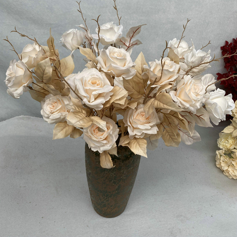 Artificial Alice Rose Stem, Single Stem with 2 Blooms, 31" Long, Silk-Like Fabric, for Weddings & Home Decor