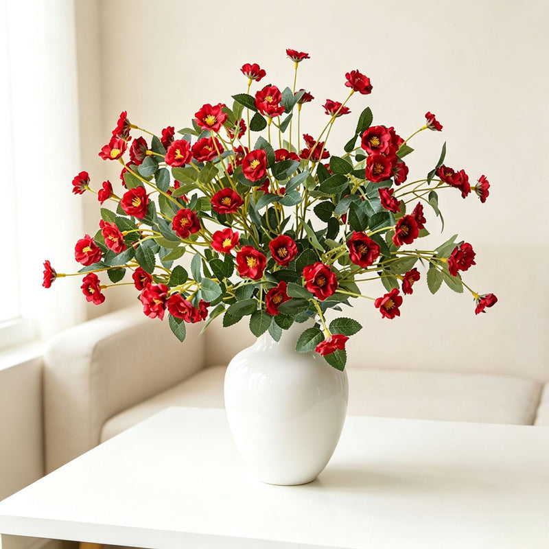 Artificial Rose Bush, 15" Silk Flower Bouquet for Wedding Decor, Home Styling, and Event Arrangements, Allergy-Free & Pet-Safe